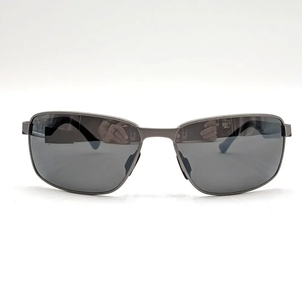 Maui Jim Backswing MJ709-14A Gray Blue Metal Rectangular Wrap Sunglasses Italy
